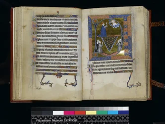 MS 300 f25v-26r, Daavid rukoilee Jumalaa, Psalter and Hours of Isabella of France, Paris, n. 1265-70