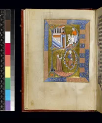 MS 300 f.XIII, folio Isabellan psalterista ja Hours of Francesta, Pariisi, n. 1265-1270 (kynä ja muste ja tempera pergamentilla)