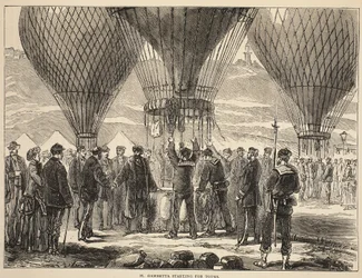 M. Gambetta aloittaa Toursilla, kuvitus Cassellsista Ranskan ja Saksan välisen sodan historia, 1870-1871