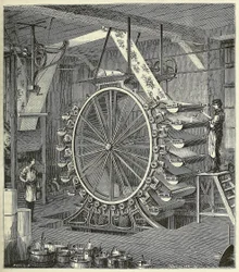 Kone jopa 20 värin tapettien tulostamiseen, pub. 1873 kaiverrus, 1873.