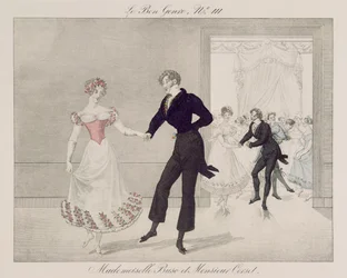 Mademoiselle Busc ja Monsieur Korsetti, levy 111, le Bon Genre, n.1810 (värikaiverrus)