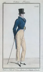 Miesten puku samettikaulus, silkkinapit ja housut, 1816