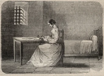 Marie Fortunee Capelle, Marie Lafarge (Madame) (1816-1852) Ranskalainen rikollinen vankilassa - Kaiverrus Armand Fouquierin (1817-18?) "Causes celebres de tous les peuple" 1858-1867 - yksityinen kokoelma