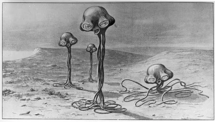 Marsilaiset, kuvitus H. G. Wellsin (1866-1946) teokseen "Maailmojen sota"