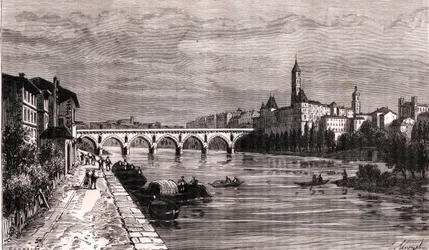 Montauban - Languedoc-Roussillon-Midi-Pyreneet - kaiverrus "La France illustree: maantiede, historia, tilastohallinto" V.-A. Maltaanruskea. 1884