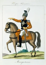 Muskettisoturi, Troupes Francaises, pubi. Bassetissa, Pariisissa, noin 1790