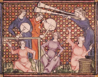 Ms 1044 fol.103v Musicians, Ovide Moralisesta kirjoittanut Chretien Legouais