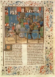 Ms 149 t.3 fol.82 Turnauskohtaus, Histoire des Nobles Princes de Hainaut