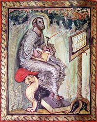 Ms 1 fol.90v St. Luke, Ebbo Gospels, n.816-835
