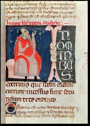 Ms. 2046 fol. 261 A Scientist, kuvitus Aliben Rhodonanin kommenttien alussa Galenin Ars Parvasta (n. 130–201)