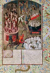 Ms 246 f.383r Hell, Pyhän Augustinuksen Hippolaisen De Civitate Dein ranskankielisestä käännöksestä (354-430)
