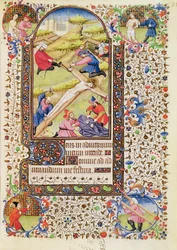 Ms 547 fol.21 Kristus naulittuna ristille Poitiersin naisen käyttämästä Tuntikirjasta