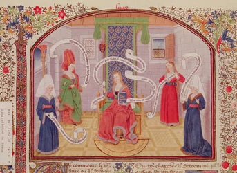 Ms 927 Fol.93v Intellektuaalisten hyveiden teoria, Aristoteleen (384-322 eKr.) teoksesta Etiikka, politiikka ja taloustiede