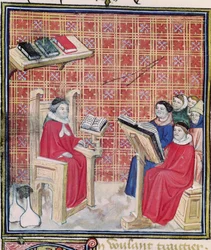Ms 993 f.43v Ihmiskehon eri osien opetus Jean Cordichonin teoksesta Le Livre des Proprietes des Choses