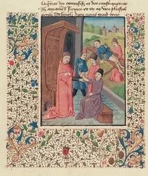 Ms Fr 396 fol.80v Murtumia hoitava lääkäri, La Grande Chirurgie, Guy de Chauliac