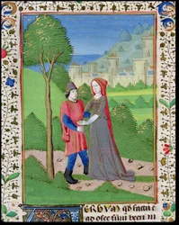 Ms. H7 fol.103v Hoosea ja prostituoitu, Jean XXII:n Raamatusta