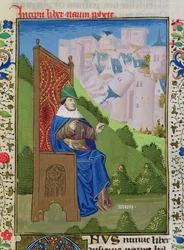 Ms H 7 fol.114r Nahum ilmoittaa Niniven tuhoamisesta, Jean XXII:n Raamatusta