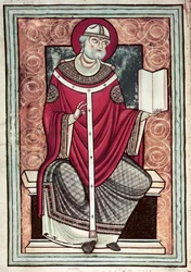 Ms Lat 2287 f.1v St. Gregory (n. 540-604) Saint Gregoryn kirjeestä