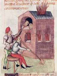 Ms Lat 993 L.9.28 f.138r lasipuhaltimet, valmistaja Dioscorides Tractatus de Herbis