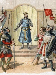 Minun kruununi rohkealle lauseelle, jonka Philippe Auguste sanoi 27. heinäkuuta 1214 herroille bouvinien taistelun aattona.