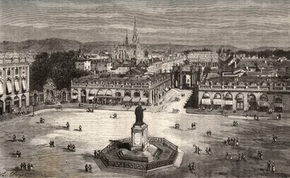 Nancy - Meurthe-et-Moselle - kaiverrus V.A. Malt-Brownin kirjaan "La France illustrée: maantiede, historia, tilastohallinto". 1884