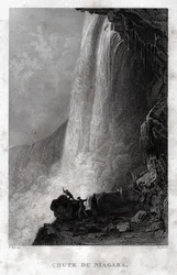 Niagaran putoukset. (kaiverrus, n. 1860)