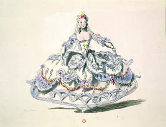 Oopperapuku, Menus Plaisirs -kokoelmasta, faksimile A. Guillaumot Fils