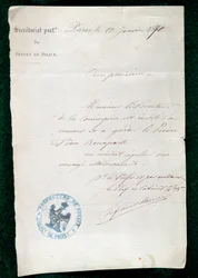 Vangitsemismääräys prinssi Pierre Bonaparten (1815-1881) conciergelle 10. tammikuuta