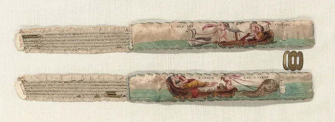 Sukkanauhapari, n. 1770-90 (silkki & metalli)