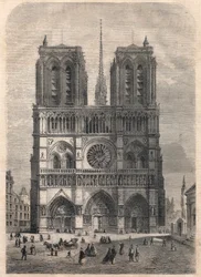 Pariisi: Notre Dame. Suunnitelma Eugene Viollet le Ducin mukaan, joka kunnosti katedraalin 1800-luvun puolivälissä.