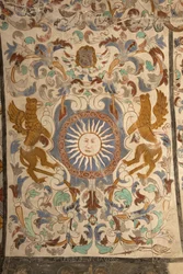 Seurakuntakirkko (Església de la Mare de Déu de Solers). Sisätilat. Kirkkolaivat. Seinämaalaukset. Yksityiskohta. 1500-luku ().