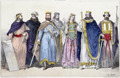 Pharamond, Clodion, Merovee, Childeric, Clotilde, Clovis 1er ja Childebert 1er - elokuvassa "Ranskan monarkia painokuvissa""