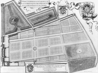 Pariisin kuninkaallisen lääkekasvien puutarhan suunnitelma, 1641