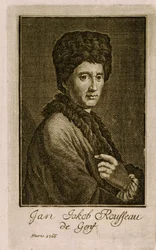 Jean Jacques Rousseaun (1712-1778) muotokuva. Anonyymi teos, kaiverrus 1766. Ranskalaista taidetta