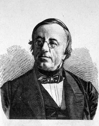 A. de la Riven (1801 - 1873), sveitsiläisen fyysikon muotokuva - "" Album de la Science -julkaisussa; maineikkaat tiedemiehet; Suuria löytöjä””” 1896.
