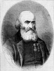 Abbe Francois Bourgade (1806-1866), Carthagessa (Tunisia) sijaitsevan Saint Louisin kappelin Chamonierin muotokuva. Kaiverrus "" Le Monde Illustré" -julkaisussa nro 251, 1. helmikuuta 1862.