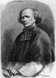 Muotokuva Abbe Gaspard Deguerrystä (1797-1871), Madeleinen seurakunnasta Pariisissa. Kaiverrus "" Le Monde Illustré" -julkaisussa nro 207 30. maaliskuuta