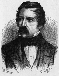 Muotokuva Carl (Karl) August von Steinheilistä (1801-1870), saksalainen fyysikko, lennätyksen alan keksijä - "" Tiedealbumissa; maineikkaat tiedemiehet; Suuria löytöjä””” 1896