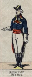 Pohjoisen armeijan ylipäällikön Charles Francois Dumouriezin muotokuva vuonna 1792 (1739-1823). Kuva Epinalista 1800-luvun lopulta.