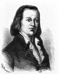 Muotokuva Claude Chappesta (1765 - 1807), ranskalaisesta insinööristä, joka teki ensimmäisen ilmalennättimen - teoksessa "Album de la Science; maineikkaat tiedemiehet; Suuria löytöjä””” 1896.
