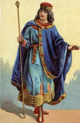 Frangien kuninkaan Dagobert II:n muotokuva vuodelta 711a 716. Kromolitografia noin 1890.