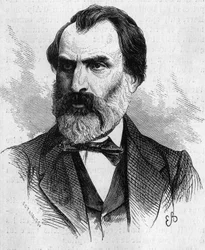 Eugene Pelletanin (1813-1884), englantilaisen poliitikon muotokuva. Kaiverrus "" Kuvitettu maailma"" nro 634, 5. kesäkuuta