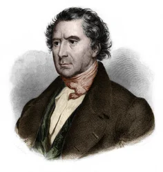 Muotokuva Francois Aragosta (1786-1853), ranskalaisesta matemaatikko, fyysikko, tähtitieteilijä ja poliitikko. Louis de Cormenin Timonin teoksessa LIBRE DES SporERS. 1842. Yksityinen kokoelma.