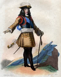 Muotokuva Francois Henri de Montmorency Boutevillestä, nimeltä Marechal de Luxembourg, (1628-1695), ranskalainen kenraali, Ranskan marsalkka.
