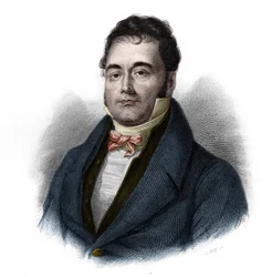 Ranskalaisen poliitikon Francois Mauguinin (1785-1854) muotokuva. Louis de Cormenin Timonin teoksessa LIBRE DES SPEAKERS. 1842. Yksityinen kokoelma.
