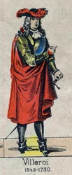 Francois de Neufvillen muotokuva, Villeroin herttua, Ranskan Marechal (1644-1730). Kuva Epinalista 1800-luvun lopulta.