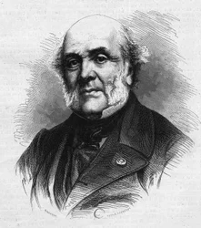 Muotokuva Frederic Auguste Demetzistä (1796-1873), ranskalaisesta lakimiehestä, Mettrayn maataloussiirtokunnan ja rangaistuslaitoksen perustamisesta, jonka tarkoituksena on kuntouttaa nuoria rikollisia. Kaiverrus "" Le Monde Illustré" -julkaisussa nro 866,
