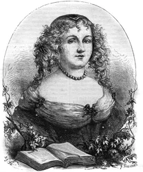 Muotokuva Isabel II:sta Jerusalemista (Yolande de Brienne), Jerusalemin kuningattaresta (1212-1228) ja Pyhän Imperiumin Frederic II:n vaimosta. Kaiverrus "" Paavien historiaan (...) Kuningatarkuninkaan ja keisarien rikokset vuosisatojen ajan" Maurice Lacha