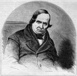 Muotokuva Jean Baptiste (Giovanni Battista) Niccolini (1782-1861), italialainen runoilija. Kaiverrus ”” Le Monde Illustré ”” -julkaisussa nro 234, 5. lokakuuta
