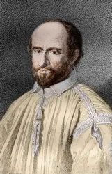 Jean Duvergier de Hauranne (1581-1643), Saint-Cyranin luostari, ranskalainen uskonnollinen ja teologi jansenisti (Jean du Vergier de Hauranne, Saint Cyranin luostari (1581-1643) ranskalainen munkki, joka toi jansenismin Ranskaan) Kaiverrus kohteesta " Vähe